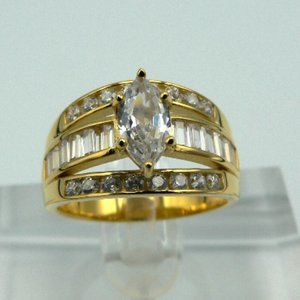Sz 6.5 Simulated Diamond 3 Row Band Ring